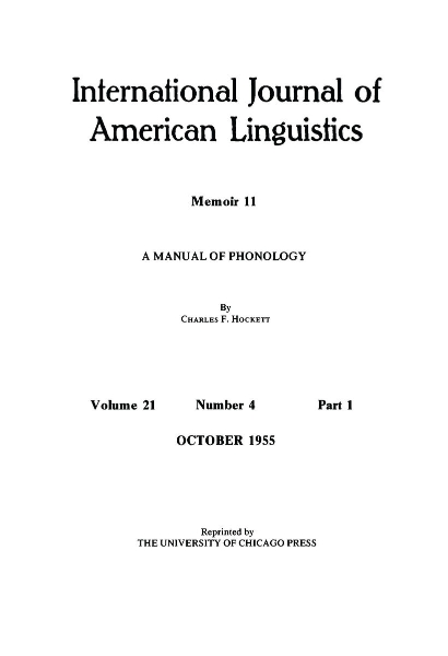 A Manual of Phonology